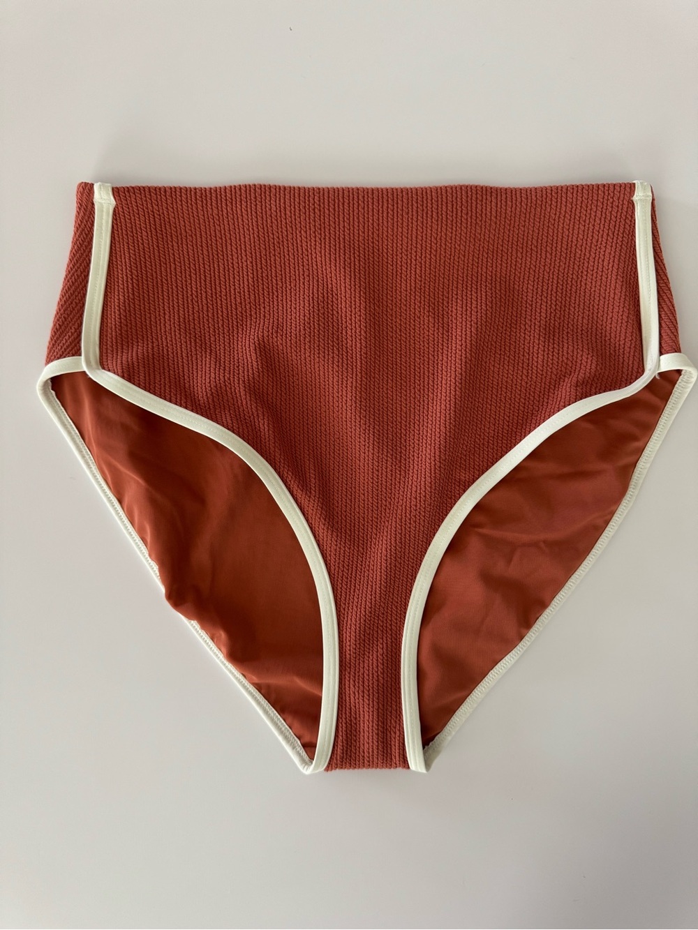 Calia Rust Ribbed High-Waisted Bikini Bottom NWOT